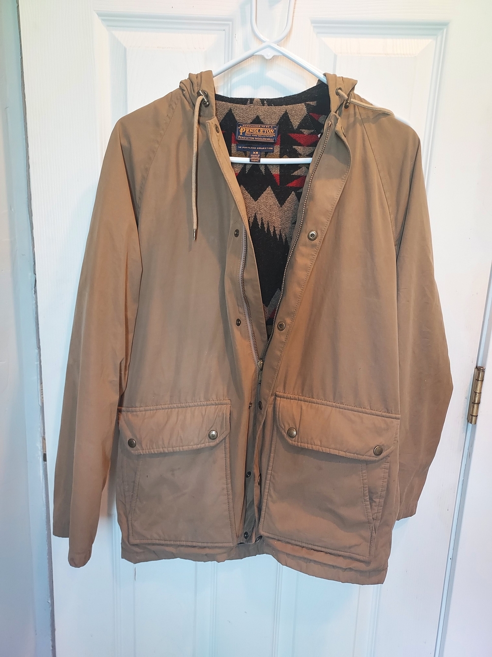 Pendleton The Portland Collection Hooded Tan Jacket with Virgin Wool Lining